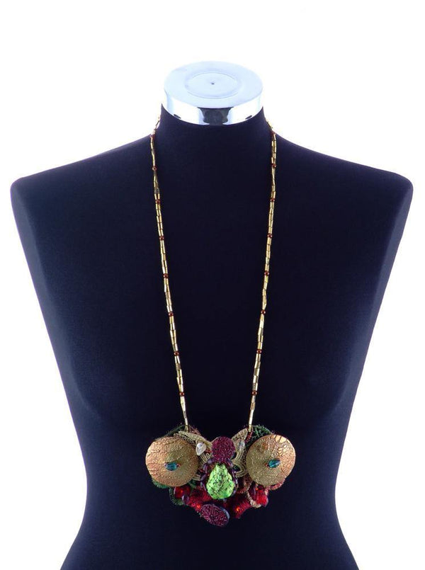 Colier argila polimerica si margele si dantela  Liza Panait Liza Panait Online Boutique